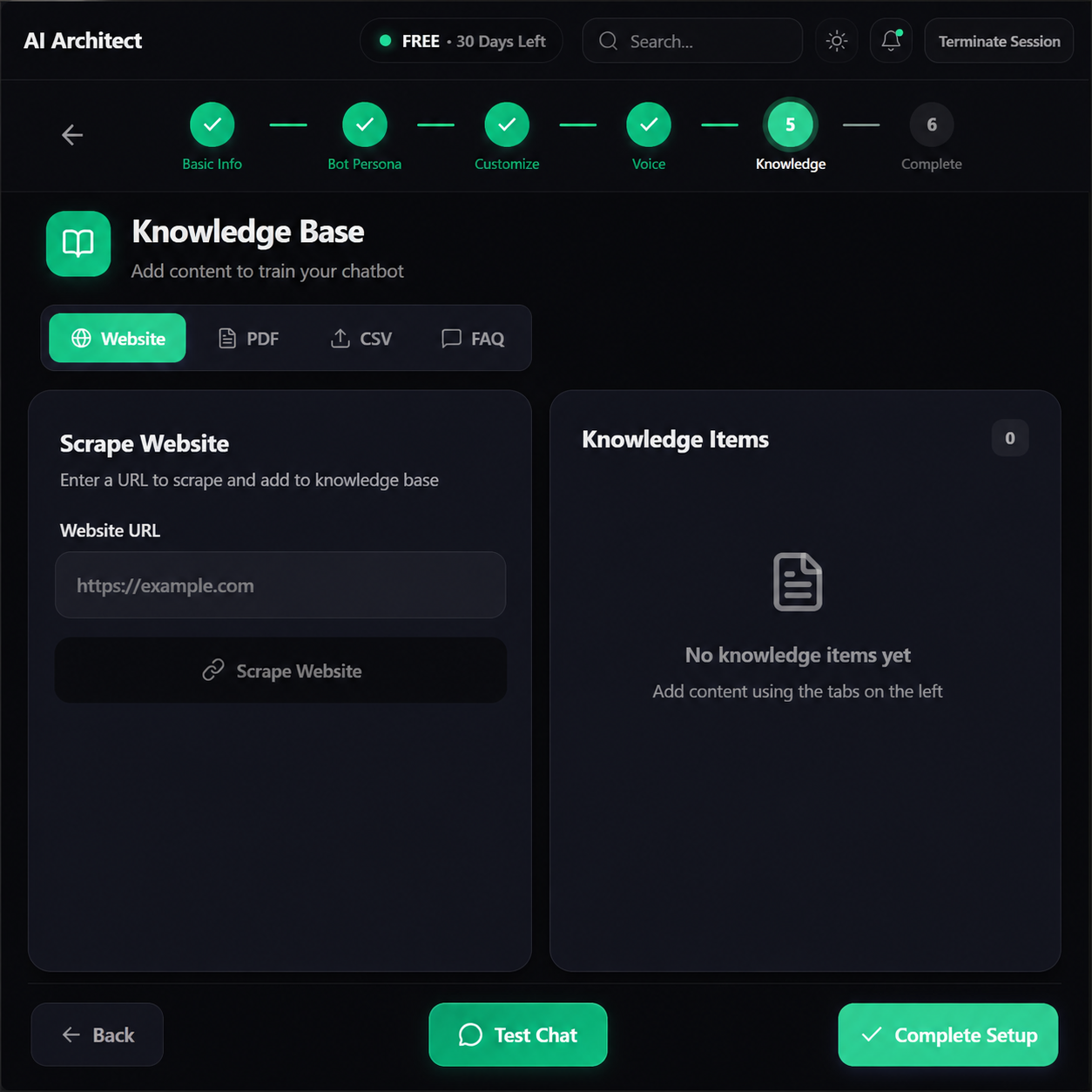Train with Your Data — XotBot chatbot setup step 08